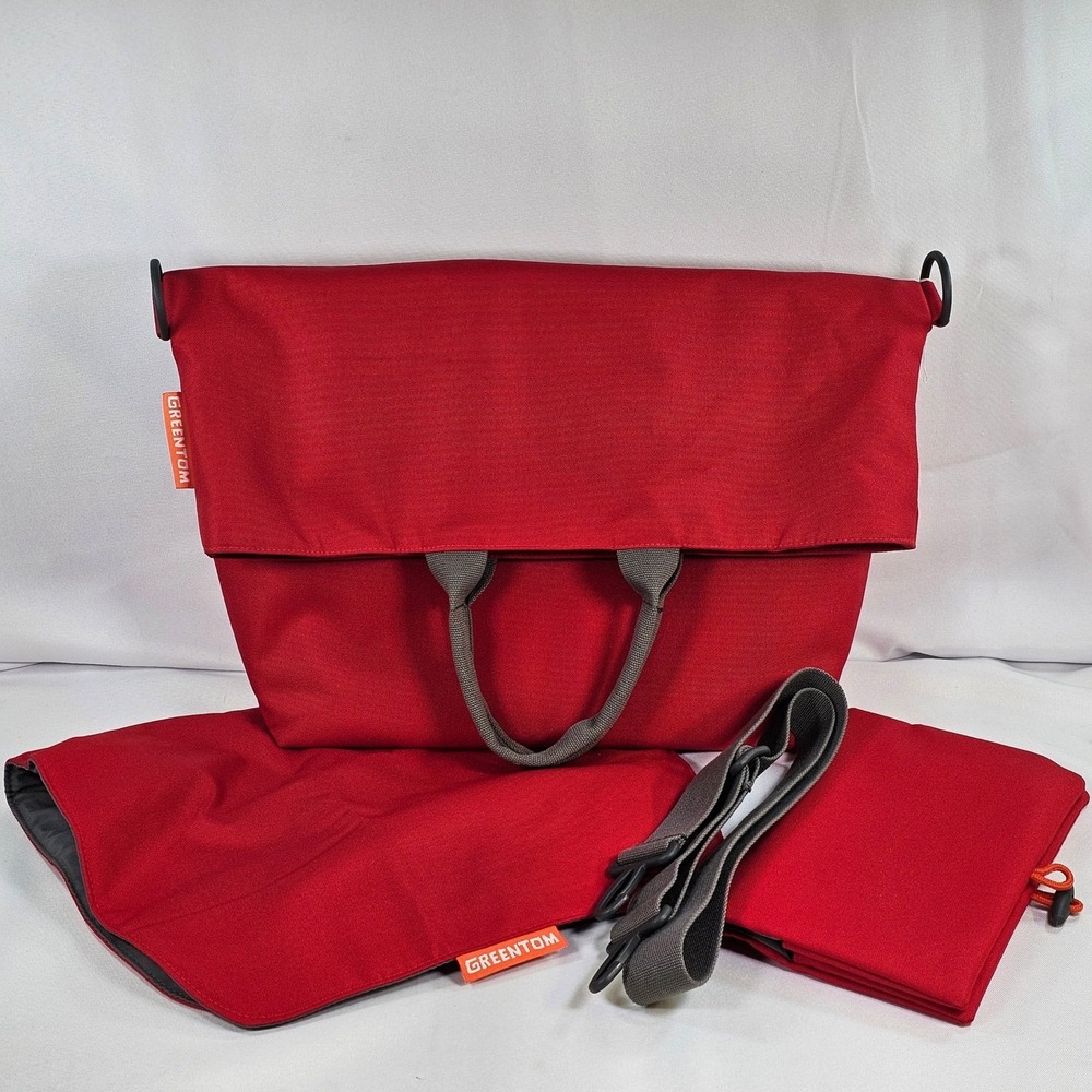 Greentom Diaper Bag Red Dutch Design Eco Friendly Tote with Changing Mat Clutch